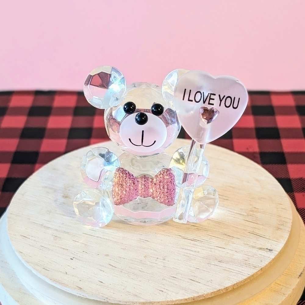 Crystal Teddy Bear Figurine Valentine's Day | Brand New